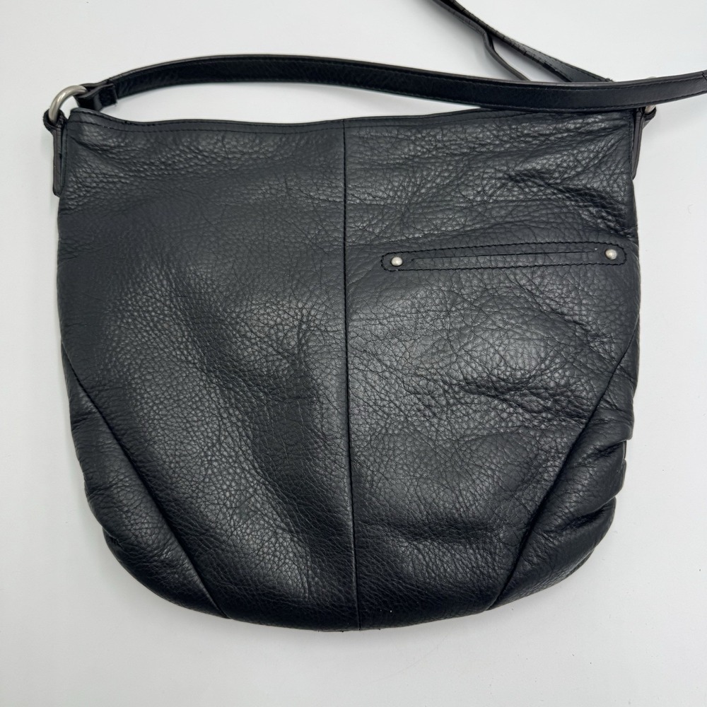 B. Makowsky Black Leather Crossbody Shoulder Bag Tassel Zip Pockets - Picture 4 of 13